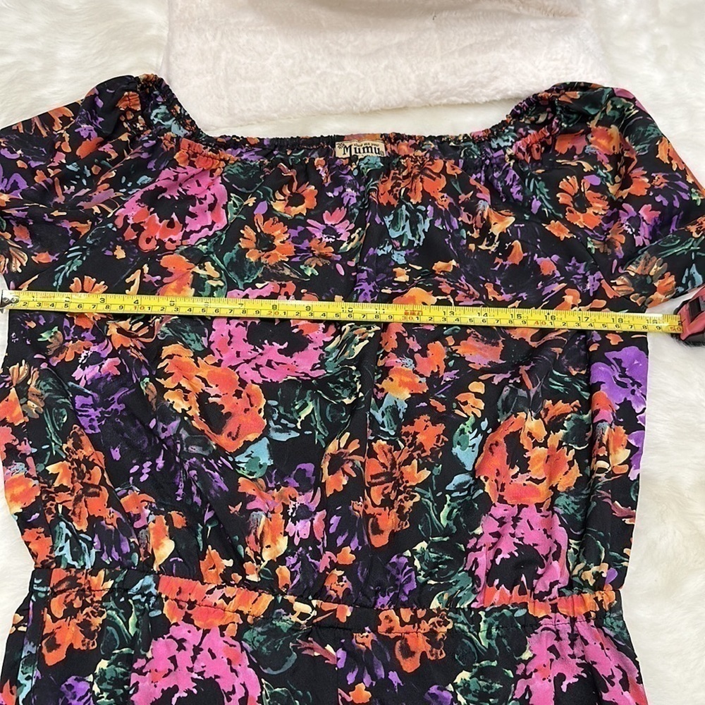 Show me your mumu made in USA black orange/pink/yellow/green shorts romper md - Picture 3 of 14
